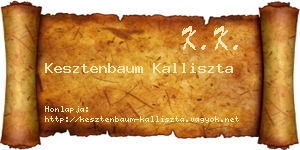 Kesztenbaum Kalliszta névjegykártya